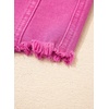 image:imageSidefeel Womens Jean Skirt Stretchy Ripped Frayed Button Fly Summer Denim SkirtRose Red