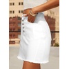 image:imageSidefeel Womens Jean Skirt Stretchy Ripped Frayed Button Fly Summer Denim SkirtWhite