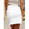 image:imageSidefeel Womens Jean Skirt Stretchy Ripped Frayed Button Fly Summer Denim SkirtWhite