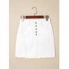 image:imageSidefeel Womens Jean Skirt Stretchy Ripped Frayed Button Fly Summer Denim SkirtWhite