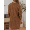 image:imageSidefeel Womens Smocked 3 4 Sleeve Button Down Denim Jeans DressesBrown