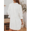 image:imageSidefeel Womens Smocked 3 4 Sleeve Button Down Denim Jeans DressesWhite