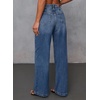 image:imageSidefeel Womens Wide Leg Jeans High Waisted Stretchy Baggy Front Seam Denim PantsBlue