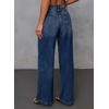 image:imageSidefeel Womens Wide Leg Jeans High Waisted Stretchy Baggy Front Seam Denim PantsDark Blue