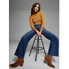 image:imageSidefeel Womens Wide Leg Jeans High Waisted Stretchy Baggy Front Seam Denim PantsDark Blue