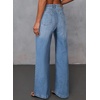image:imageSidefeel Womens Wide Leg Jeans High Waisted Stretchy Baggy Front Seam Denim PantsSky Blue