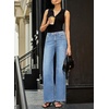 image:imageSidefeel Womens Wide Leg Jeans High Waisted Stretchy Baggy Front Seam Denim PantsSky Blue