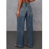 image:imageSidefeel Womens Wide Leg Jeans High Waisted Stretchy Baggy Front Seam Denim PantsVintage Blue