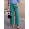 image:imageSidefeel Womens Wide Leg Jeans High Waisted Stretchy Jeans Straight Leg Loose Fit Zimbaplatinum Ankle Denim PantsLake Green
