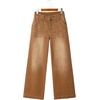 image:imageSidefeel Womens Wide Leg Jeans High Waisted Stretchy Straight Leg Baggy Denim Pants with PocketsBrown