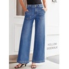 image:imageSidefeel Womens Wide Leg Jeans High Waisted Stretchy Straight Leg Baggy Denim Pants with PocketsLight Blue