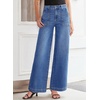image:imageSidefeel Womens Wide Leg Jeans High Waisted Stretchy Straight Leg Baggy Denim Pants with PocketsLight Blue