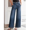 image:imageSidefeel Womens Wide Leg Jeans High Waisted Stretchy Straight Leg Baggy Denim Pants with PocketsReal Teal