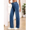 image:imageSidefeel Womens Wide Leg Jeans High Waisted Tummy Control Stretchy Straight Leg Elastic Waist Trendy Denim PantsBlue