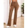 image:imageSidefeel Womens Wide Leg Jeans High Waisted Tummy Control Stretchy Straight Leg Elastic Waist Trendy Denim PantsBrown