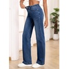 image:imageSidefeel Womens Wide Leg Jeans High Waisted Tummy Control Stretchy Straight Leg Elastic Waist Trendy Denim PantsDark Blue