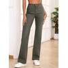 image:imageSidefeel Womens Wide Leg Jeans High Waisted Tummy Control Stretchy Straight Leg Elastic Waist Trendy Denim PantsGreen