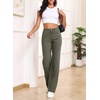 image:imageSidefeel Womens Wide Leg Jeans High Waisted Tummy Control Stretchy Straight Leg Elastic Waist Trendy Denim PantsGreen