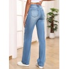 image:imageSidefeel Womens Wide Leg Jeans High Waisted Tummy Control Stretchy Straight Leg Elastic Waist Trendy Denim PantsIceland Blue