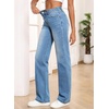 image:imageSidefeel Womens Wide Leg Jeans High Waisted Tummy Control Stretchy Straight Leg Elastic Waist Trendy Denim PantsIceland Blue