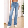 image:imageSidefeel Womens Wide Leg Jeans High Waisted Tummy Control Stretchy Straight Leg Elastic Waist Trendy Denim PantsIceland Blue