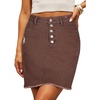 image:imageSidefeel Womens Jean Skirt Stretchy Ripped Frayed Button Fly Summer Denim SkirtCoffee