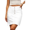 image:imageSidefeel Womens Jean Skirt Stretchy Ripped Frayed Button Fly Summer Denim SkirtWhite