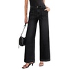 image:imageSidefeel Womens Wide Leg Jeans High Waisted Stretchy Straight Leg Baggy Denim Pants with PocketsBlack