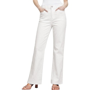 image:imageSidefeel Womens Wide Leg Jeans High Waisted Tummy Control Stretchy Straight Leg Elastic Waist Trendy Denim PantsWhite