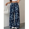 image:imageSidefeel Jeans for Women Wide Leg High Waist Baggy Boyfriends Straight Leg Stretchy Floral Print Denim PantsBig Floral Dark Blue