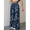 image:imageSidefeel Jeans for Women Wide Leg High Waist Baggy Boyfriends Straight Leg Stretchy Floral Print Denim PantsBig Floral Dark Blue