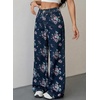 image:imageSidefeel Jeans for Women Wide Leg High Waist Baggy Boyfriends Straight Leg Stretchy Floral Print Denim PantsSmall Floral Dark Blue