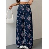 image:imageSidefeel Jeans for Women Wide Leg High Waist Baggy Boyfriends Straight Leg Stretchy Floral Print Denim PantsSmall Floral Dark Blue