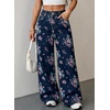 image:imageSidefeel Jeans for Women Wide Leg High Waist Baggy Boyfriends Straight Leg Stretchy Floral Print Denim PantsSmall Floral Dark Blue