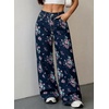 image:imageSidefeel Jeans for Women Wide Leg High Waist Baggy Boyfriends Straight Leg Stretchy Floral Print Denim PantsSmall Floral Dark Blue