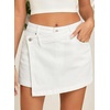 image:imageSidefeel Skorts for Woman High Waisted Jean Skort Wrap Stretchy Asymmetrical Skorts Casual Denim ShortsWhite