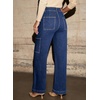 image:imageSidefeel Straight Leg Jeans for Women High Waisted Baggy Pants Loose Stretchy Wide Leg Cargo JeansBluing
