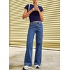 image:imageSidefeel Straight Leg Jeans for Women High Waisted Baggy Pants Loose Stretchy Wide Leg Cargo JeansDark Blue