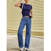 image:imageSidefeel Straight Leg Jeans for Women High Waisted Baggy Pants Loose Stretchy Wide Leg Cargo JeansDark Blue
