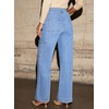 image:imageSidefeel Straight Leg Jeans for Women High Waisted Baggy Pants Loose Stretchy Wide Leg Cargo JeansIceland Blue