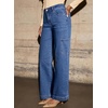 image:imageSidefeel Straight Leg Jeans for Women High Waisted Baggy Pants Loose Stretchy Wide Leg Cargo JeansLight Blue