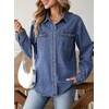 image:imageSidefeel Women Denim Shirt Long Sleeve Button Down Jean Shirts Casual Oversized Trendy Tops BlousesBlue
