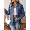 image:imageSidefeel Women Denim Shirt Long Sleeve Button Down Jean Shirts Casual Oversized Trendy Tops BlousesBlue
