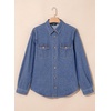 image:imageSidefeel Women Denim Shirt Long Sleeve Button Down Jean Shirts Casual Oversized Trendy Tops BlousesBlue