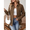 image:imageSidefeel Women Denim Shirt Long Sleeve Button Down Jean Shirts Casual Oversized Trendy Tops BlousesBrown