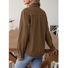 image:imageSidefeel Women Denim Shirt Long Sleeve Button Down Jean Shirts Casual Oversized Trendy Tops BlousesBrown