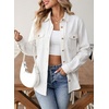 image:imageSidefeel Women Denim Shirt Long Sleeve Button Down Jean Shirts Casual Oversized Trendy Tops BlousesCream White
