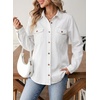 image:imageSidefeel Women Denim Shirt Long Sleeve Button Down Jean Shirts Casual Oversized Trendy Tops BlousesCream White