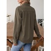 image:imageSidefeel Women Denim Shirt Long Sleeve Button Down Jean Shirts Casual Oversized Trendy Tops BlousesGreen