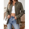 image:imageSidefeel Women Denim Shirt Long Sleeve Button Down Jean Shirts Casual Oversized Trendy Tops BlousesGreen